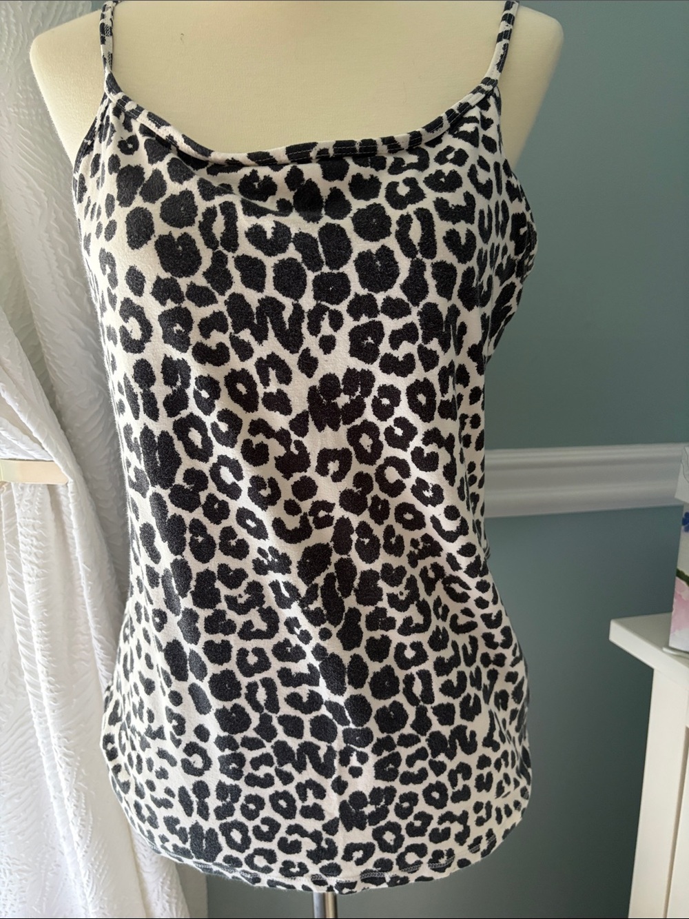 Black & White Leopard Print Cami Tank Top